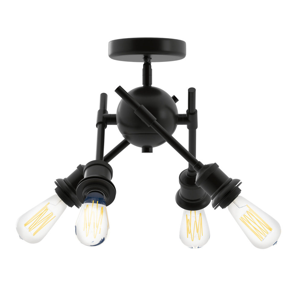 Wry Lighting Axel 4-light Semi-Flush Mount in Matte Black
